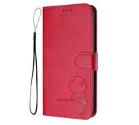 HAOYE Funda de Cuero Patrón de Panda para ZTE Blade A35 / A55 - Protección RFID Carcasa con Ranuras Tarjetas, Soporte & Antigolpes - Rojo Rosa