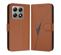 HAOYE Funda de Cuero Premium para Xiaomi 15T 5G - Monedero con Cierre Magnético, Soporte Ajustable & Protección Superior Carcasa - Marrón