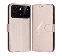 HAOYE Funda de Cuero Premium para ZTE Blade A35 / A55 - Monedero con Cierre Magnético, Soporte Ajustable & Protección Superior Carcasa - Oro Rosa