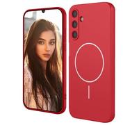 HAOYE Funda Magnética para Samsung Galaxy A55 5G Compatible con MagSafe, Carcasa de Silicona Líquida con Forro de Microfibra, Bumper Antigolpes - Rojo