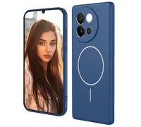 HAOYE Funda Magnética para Vivo V40 Lite 5G Compatible con MagSafe, Carcasa de Silicona Líquida con Forro de Microfibra, Bumper Antigolpes - Azul