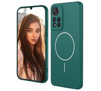 HAOYE Funda Magnética para Xiaomi Redmi Note 11 Pro+ Plus Compatible con MagSafe, Carcasa de Silicona Líquida con Forro de Microfibra, Bumper Antigolpes - Verde Oscuro