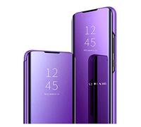 HAOYE Funda para Huawei Honor 400 Lite 5G, Mirror Funda Inteligente, PU/PC Flip Cover Case Espejo Enchapado Window View Protectora Carcasa con Soporte Plegable. Azul Morado