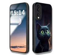 HAOYE Funda para Huawei Honor X7b / Honor 90 Smart, Lindo Patrón de Gato Resistente a Arañazos Case, Carcasa Protectora de Parachoques de TPU Silicona Cover (Gato Negro)