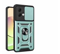 HAOYE Funda para Motorla Moto G84 5G, Shockproof Carcasa con Giratorio Anillo Kickstand y Cubierta Deslizante de la Cámara, PC y TPU Case Cover. Verde