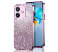 HAOYE Funda para OPPO A40 4G, Carcasa Silicona TPU Marco Galvanizado, Protector a Prueba de Golpes Case con Brillante Pegatina. Rosa