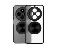 HAOYE Funda para OPPO Realme 12X 5G / Realme 12 5G, 360° Cubre-Objetivo Completo con Soporte Anular Magnético | Funda Mate Antichoque con Marco Electroplastificado - Negro