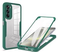 HAOYE Funda para OPPO Reno 12 5G / Reno12 5G, 360 Grados Shockproof Transparente Carcasa con Protector de Pantalla, Hard PC y Silicona TPU Tough Case Cover. Verde