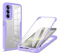 HAOYE Funda para OPPO Reno 12 Pro 5G / Reno12 Pro 5G, 360 Grados Shockproof Transparente Carcasa con Protector de Pantalla, Hard PC y Silicona TPU Tough Case Cover. Púrpura