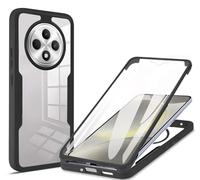 HAOYE Funda para OPPO Reno 12F 5G / OPPO Reno 12FS 5G, 360 Grados Shockproof Transparente Carcasa con Protector de Pantalla, Hard PC y Silicona TPU Tough Case Cover. Negro