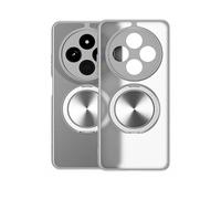 HAOYE Funda para OPPO Reno 13F /Reno 13FS, 360° Cubre-Objetivo Completo con Soporte Anular Magnético | Funda Mate Antichoque con Marco Electroplastificado - Gris