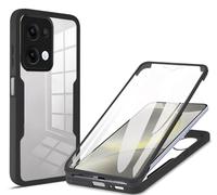 HAOYE Funda para OPPO Reno13 5G / OPPO Reno 13 5G, 360 Grados Shockproof Transparente Carcasa con Protector de Pantalla, Hard PC y Silicona TPU Tough Case Cover. Negro
