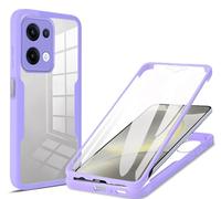 HAOYE Funda para OPPO Reno13 5G / OPPO Reno 13 5G, 360 Grados Shockproof Transparente Carcasa con Protector de Pantalla, Hard PC y Silicona TPU Tough Case Cover. Púrpura