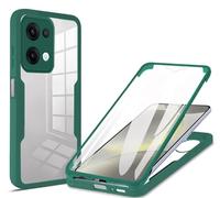 HAOYE Funda para OPPO Reno13 5G / OPPO Reno 13 5G, 360 Grados Shockproof Transparente Carcasa con Protector de Pantalla, Hard PC y Silicona TPU Tough Case Cover. Verde