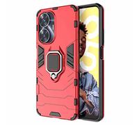 HAOYE Funda para Realme C55, Shockproof Carcasa con 360 Grados Giratorio Anillo Kickstand, Hard PC y Silicona TPU Bumper Tough Armor Case Cover. Rojo