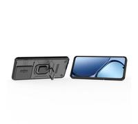 HAOYE Funda para Realme C63 / C61 / Realme Note 60, PC/TPUShockproof Carcasa con Giratorio Anillo Kickstand y Cubierta Deslizante de la Cámara, Negro