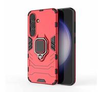HAOYE Funda para Samsung Galaxy S24 5G / Samsung S24, Shockproof Carcasa con 360 Grados Giratorio Anillo Kickstand, Hard PC y Silicona TPU Bumper Tough Armor Case Cover. Rojo