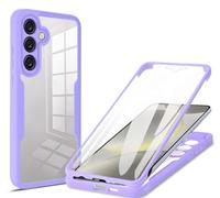 HAOYE Funda para Samsung Galaxy S24 FE, 360 Grados Shockproof Transparente Carcasa con Protector de Pantalla, Hard PC y Silicona TPU Tough Case Cover. Púrpura