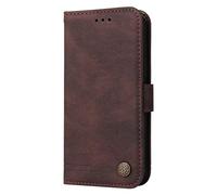 HAOYE Funda para Vivo Y16, Suave PU Cuero Flip Billetera Carcasa Case Cover con Soporte/Tapa Tarjetas, Ultrafino Cubierta Magnética, Marrón