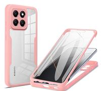 HAOYE Funda para Xiaomi 14, 360 Grados Shockproof Transparente Carcasa con Protector de Pantalla, Hard PC y Silicona TPU Tough Case Cover. Rosa