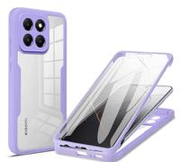 HAOYE Funda para Xiaomi 14, 360 Grados Shockproof Transparente Carcasa con Protector de Pantalla, Hard PC y Silicona TPU Tough Case Cover. Púrpura
