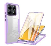 HAOYE Funda para Xiaomi 14T Pro 5G, 360 Grados Shockproof Transparente Carcasa con Protector de Pantalla, Hard PC y Silicona TPU Tough Case Cover. Púrpura
