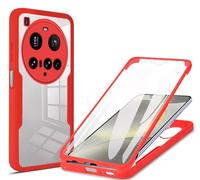 HAOYE Funda para Xiaomi 15 Ultra 5G, 360 Grados Shockproof Transparente Carcasa con Protector de Pantalla, Hard PC y Silicona TPU Tough Case Cover. Rojo