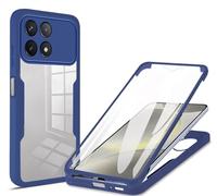 HAOYE Funda para Xiaomi Poco F6 Pro, 360 Grados Shockproof Transparente Carcasa con Protector de Pantalla, Hard PC y Silicona TPU Tough Case Cover. Azul