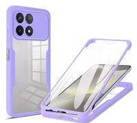 HAOYE Funda para Xiaomi Poco F6 Pro, 360 Grados Shockproof Transparente Carcasa con Protector de Pantalla, Hard PC y Silicona TPU Tough Case Cover. Púrpura
