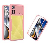 HAOYE Funda para Xiaomi Poco X4 Pro 5G, 360 Grados Shockproof Transparente Carcasa con Protector de Pantalla, Hard PC y Silicona TPU Tough Case Cover. Rosa