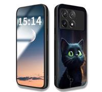 HAOYE Funda para Xiaomi Poco X6 Pro, Lindo Patrón de Gato Resistente a Arañazos Case, Carcasa Protectora de Parachoques de TPU Silicona Cover (Gato Negro)