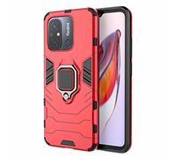 HAOYE Funda para Xiaomi Redmi 12C / Redmi 10A, Shockproof Carcasa con 360 Grados Giratorio Anillo Kickstand, Hard PC y Silicona TPU Bumper Tough Armor Case Cover. Rojo