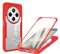 HAOYE Funda para Xiaomi Redmi 14C, 360 Grados Shockproof Transparente Carcasa con Protector de Pantalla, Hard PC y Silicona TPU Tough Case Cover. Rojo