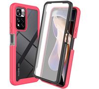 HAOYE Funda para Xiaomi Redmi Note 11 Pro+ 5G (Note 11 Pro Plus), 360 Grados Antigolpes [Protector de Pantalla Incorporado] PC + TPU Silicona Bumper Estuche Ligero Transparente Caso, Luz roja