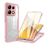 HAOYE Funda para Xiaomi Redmi Note 13 5G, 360 Grados Shockproof Transparente Carcasa con Protector de Pantalla, Hard PC y Silicona TPU Tough Case Cover. Rosa