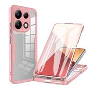 HAOYE Funda para Xiaomi Redmi Note 13 Pro 4G / Poco M6 Pro 4G, 360 Grados Shockproof Transparente Carcasa con Protector de Pantalla, Hard PC y Silicona TPU Tough Case Cover. Rosa