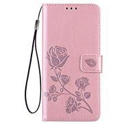 HAOYE Funda para Xiaomi Redmi Note 13 Pro+ Plus 5G, Suave PU/TPU Cuero Flip Carcasa Case Cover, Magnética en Relieve de la Rosa, Billetera con Soporte/Tapa Tarjetas. Oro Rosa