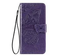 HAOYE Funda para Xiaomi Redmi Note 14 4G (Not for 5G), Suave TPU/PU Cuero Flip Carcasa Case Cover, Magnética en Relieve de la Mariposa, Billetera con Soporte/Tapa Tarjetas. Morado Oscuro