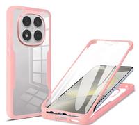 HAOYE Funda para Xiaomi Redmi Note 14 Pro 5G, 360 Grados Shockproof Transparente Carcasa con Protector de Pantalla, Hard PC y Silicona TPU Tough Case Cover. Rosa