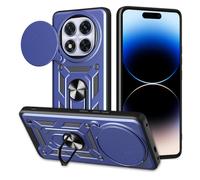 HAOYE Funda para Xiaomi Redmi Note 14 Pro+ Plus 5G, Shockproof Carcasa con Giratorio Anillo Kickstand y Cubierta Deslizante de la Cámara, PC y TPU Case Cover. Azul