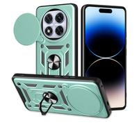 HAOYE Funda para Xiaomi Redmi Note 14 Pro+ Plus 5G, Shockproof Carcasa con Giratorio Anillo Kickstand y Cubierta Deslizante de la Cámara, PC y TPU Case Cover. Verde