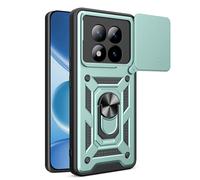 HAOYE Funda para Xiaomi Redmi Note 15 Pro+ Plus 5G / Poco M8 Pro 5G, Shockproof Carcasa con Giratorio Anillo Kickstand y Cubierta Deslizante de la Cámara, PC y TPU Case Cover. Verde