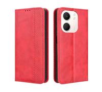 HAOYE Leather Folio Funda para OPPO A5X 4G / 5G, PU + TPU Flip Carcasa de Cuero Libro Protector con Magnético y Ranuras para Tarjetas y Plegable de Soporte, Rojo