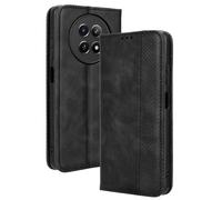 HAOYE Leather Folio Funda para OPPO Realme 12X 5G / Realme 12 5G, PU + TPU Flip Carcasa de Cuero Libro Protector con Magnético y Ranuras para Tarjetas y Plegable de Soporte, Negro