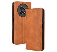 HAOYE Leather Folio Funda para OPPO Realme 12X 5G / Realme 12 5G, PU + TPU Flip Carcasa de Cuero Libro Protector con Magnético y Ranuras para Tarjetas y Plegable de Soporte, Marrón