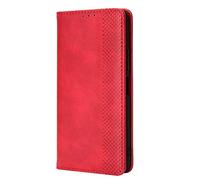 HAOYE Leather Folio Funda para Realme 14T 5G, PU + TPU Flip Carcasa de Cuero Libro Protector con Magnético y Ranuras para Tarjetas y Plegable de Soporte, Rojo