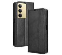 HAOYE Leather Folio Funda para Realme 14X 5G, PU + TPU Flip Carcasa de Cuero Libro Protector con Magnético y Ranuras para Tarjetas y Plegable de Soporte, Negro