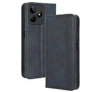 HAOYE Leather Folio Funda para Realme C53, PU + TPU Flip Carcasa de Cuero Libro Protector con Magnético y Ranuras para Tarjetas y Plegable de Soporte, Azul