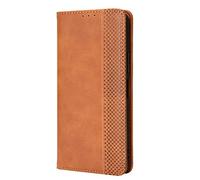 HAOYE Leather Folio Funda para Realme C65 4G, PU + TPU Flip Carcasa de Cuero Libro Protector con Magnético y Ranuras para Tarjetas y Plegable de Soporte, Marrón