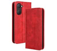 HAOYE Leather Folio Funda para Vivo Y28s 5G, PU + TPU Flip Carcasa de Cuero Libro Protector con Magnético y Ranuras para Tarjetas y Plegable de Soporte, Rojo